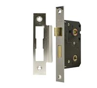 TSS Polished Chrome Bathroom Lock 2.5" (65mm) Bathroom Door Lock Mortice Lock, Supplied with Fixutres & Fittings