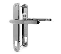 TSS Polished Chrome UPVC Door Handle Pair, 117mm PZ, Sprung, Lever Lever, 237mm Screw to Screw, Backplate 267mm x 32mm - Replacement PVC Door Handle