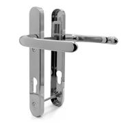 TSS Polished Chrome UPVC Door Handle Pair Set, Sprung, 92mm PZ (Centres), Lever Lever, 122mm Screw to Screw (Screw centres), Backplate 245mm x 34mm - Replacement PVC Door Handle in Polished Chrome