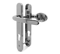 TSS Polished Chrome UPVC Door Handle Pair Set, Sprung, 92mm PZ (Centres), Lever Moveable Pad, 122mm Screw To Screw (screw centres), Backplate 245mm x 34mm - Replacement PVC Door Handle in Polished Chr