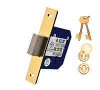 TSS Retro Fit British Standard 5-Lever Mortice Deadlock | BS3621 High-Security Door Lock | 40 mm Backset Mortice Deadlock | 5-Lever Dead Lock for External Doors | with Fixings (Brass, 2.5 Inch)