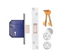 TSS Retro Fit British Standard 5-Lever Mortice Deadlock | BS3621 High-Security Door Lock | 40 mm Backset Mortice Deadlock | 5-Lever Dead Lock for External Doors | with Fixings (Satin Chrome, 2.5 Inch)