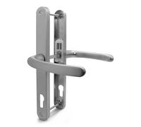TSS Silver UPVC Door Handle Pair, 92mm PZ, Sprung, Lever Lever, 240mm Screw to Screw, Backplate 270mm x 32mm - Replacement PVC Door Handle