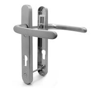 TSS Silver UPVC Door Handle Pair Set, Sprung, 92mm PZ, Lever Lever, 122mm Screw to Screw, Backplate 245mm x 34mm - Replacement PVC Door Handle