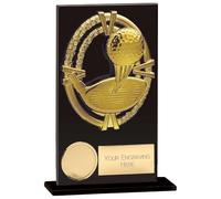 TSS Trophy Superstore Maverick Fusion Black Glass Golf Trophy - Free Engraving - 140mm (p.E)