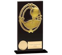 TSS Trophy Superstore Maverick Fusion Black Glass Golf Trophy - Free Engraving - 160mm (p.E)