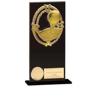 TSS Trophy Superstore Maverick Fusion Black Glass Golf Trophy - Free Engraving - 180mm (p.E)