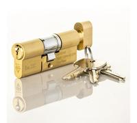 TSS TS007 3 Star British Standard Insurance Approved Thumbturn Euro Lock. Anti Snap Police Preferred. Brass Finish 3 Keys 3 Star Euro Cylinder (35mm Turn Side x 35mm External (70mm Total))