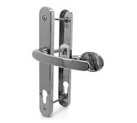 TSS UPVC Door Handle Pair Set with Offset Lever and Pad, 95/65mm PZ Centres (Internal = 95mm / External 65mm), Sprung, 200mm Screw to Screw, Backplate 250mm x 34mm (Polished Chrome)