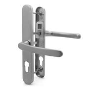 TSS UPVC Door Handle Pair Set with Offset Levers, 92/62mm PZ Centres (Internal = 92mm / External 62mm), Sprung, 200mm Screw to Screw, Backplate 250mm x 34mm (Silver)