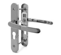 TSS UPVC Door Handle Set, 48mm PZ (Centres), Lever/Lever, Screw to Screw 160mm with Backplate 215mm x 34mm - Replacement PVC Door Handle (Polished Chrome)