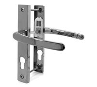 TSS UPVC Door Handle Set, 70mm PZ (Centres), 7mm Spindle Width, Lever/Lever, Screw to Screw 180mm with Backplate 210mm x 32mm - Replacement PVC Door Handle (Polished Chrome)