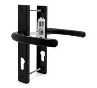 TSS UPVC Door Handle Set, 70mm PZ (Centres), 7mm Spindle Width, Lever/Lever, Screw to Screw 180mm with Backplate 210mm x 32mm - Replacement PVC Door Handle (Black)