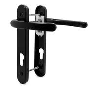 TSS UPVC Door Handle Set, 92mm PZ (Centres), Lever/Lever, Screw to Screw 160mm with Backplate 215mm x 34mm - Replacement PVC Door Handle (Black)