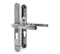 TSS UPVC Door Handle Set - Lever/Lever Style - 48mm PZ Centers - 246mm x 32mm Backplate - 215mm Screw to Screw - Polished Chrome
