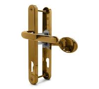 TSS UPVC Door Handle Set- Lever Moveable Pad - 92mm / 62mm PZ (Centres) - 215mm Screw to Screw - Backplate 246mm X 32mm - Replacement UPVC Door Handles - PVC Door Handle (Polished Brass)
