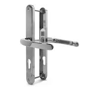 TSS UPVC Door Handle Set - Lever Style With 70mm PZ Centers - 240mm Screw to Screw - 270mm x 32mm Backplate - Polished Chrome