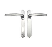 TSS UPVC Door Handles Set with Blank External (Dummy) - Lever/Lever - 92mm PZ (Centres) - 122mm Screw to Screw - Backplate 211mm X 34mm Replacement Dummy UPVC Door Handles (Silver)
