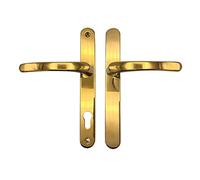 TSS UPVC Door Handles Set with Blank External (Dummy) - Lever/Lever - 92mm PZ (Centres) - 215mm Screw to Screw - Backplate 246mm X 32mm Replacement Dummy UPVC Door Handles (Polished Brass)