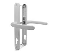 TSS White UPVC Door Handle Pair, 92mm PZ, Sprung, Lever Lever, 240mm Screw to Screw, Backplate 270mm x 32mm - Replacement PVC Door Handle