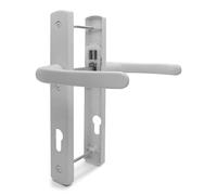 TSS White UPVC Door Handle Pair Set, 92mm PZ (Centres), Sprung, Lever Lever, 215mm Top Screw to Bottom Screw (Screw centres), 3X Fixing Points, Backplate 260mm x 35mm - PVC Door Handle in White