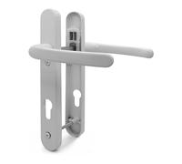 TSS White UPVC Door Handle Pair Set, Sprung, 92mm PZ (Centres), Lever Lever, 122mm Screw to Screw (Screw centres), Backplate 245mm x 34mm - Replacement PVC Door Handle in White
