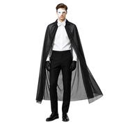 TSSOE 4 Pcs Black Magician Set Half Face Mask Bowtie Cape and Gloves Victorian Gothic for Halloween Cosplay White One Size
