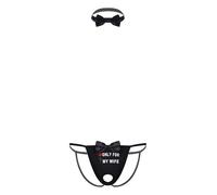 TSSOE Adult Waiter Server Brief Set Sissy Lingerie Outfits Tuxedo for Cosplay Anniversary Funny Thong Type C XL