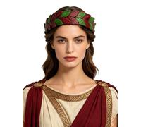 TSSOE Forest Elf God Circlet for Men Women Ancient Roman Headwear Medieval Cosplay Gold Laurel Leaf Crown Red Green One Size