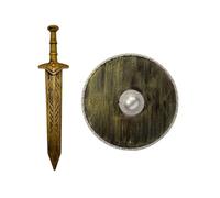 TSSOE Knight Costume Props for Adults Kids Reenactment Gear 2 Pcs with Gold Sword One Size