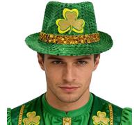 TSSOE St Patricks Day Top Hat Green Fedora for Cosplay Costumes Halloween Prop Parade Accessory Green Gold One Size