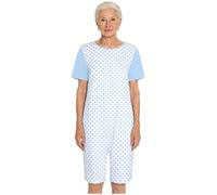 TSSOE Women's Dementia Clothing Incontinence Care Jumpsuit Adaptive Jumpsuit Buttoned Crotch Short Romper Blue Polka Dot M