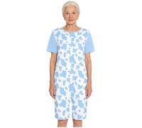 TSSOE Women's Dementia Clothing Incontinence Care Jumpsuit Adaptive Jumpsuit Buttoned Crotch Short Romper Blue Cow Spot L
