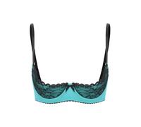 TSSOE Women's Underwire Push Up Shelf Bra 1/2 Cup Demi Balconette Sheer Unlined Bralette Top Turquoise XXL
