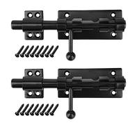 TSSS 2 PCS Black Slide Gate Latch Bolt with Padlock Hole,160 x 45mm,304 Stainless Steel,Safety Barrel Latch Bolt Door Lock for Wooden Gates,14mm Dia Bar