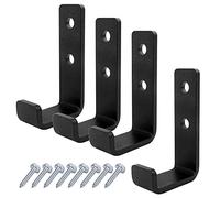 TSSS 4 PCS Steel J Hooks Utility Black Hook for Sports Equipment Barbells & Garage Storage, Load 70 KG