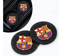 TSSYOKDO Car Coaster, 2PCS Silicone Non-Slip Auto Cup Holder Insert Coaster for Barcelona Football Fans, Unisex Car Cup Mat for FC-Barcelona Football
