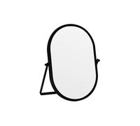 Tstarer Oval Vanity Mirror with Stand, Gold Metal Frame, Tabletop Makeup Mirror (Black, 15 x 22.5 CM)