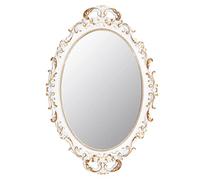 Tstarer Vintage Decorative White Framed Mirror, Small Oval Wall Hanging Mirror - 24.4cm W x 36.3cm L (White)
