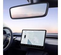 TSTESE 2PCS Protector Trim Frame Compatible with Tesla Model 3 Model Y (2019-2024) Screen Edge Frame Rearview Mirror Cover Interior Silicone Decorations Center Console Decor Accessories (Black)