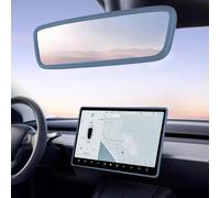 TSTESE 2PCS Protector Trim Frame Compatible with Tesla Model 3 Model Y (2019-2024) Screen Edge Frame Rearview Mirror Cover Interior Silicone Decorations Center Console Decor Accessories (Blue)