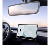 TSTESE 2PCS Protector Trim Frame Compatible with Tesla Model 3 Model Y (2019-2024) Screen Edge Frame Rearview Mirror Cover Interior Silicone Decorations Center Console Decor Accessories (Gray)