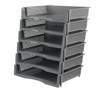 Tstorage Plastic A4 File Stackable Storage Trays, Gray Letter Tray, 6 Pack