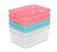 Tstorage Weave Organizer Plastic Storage Baskets, 6 Pack