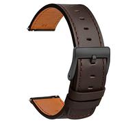TStrap Leather Watch Strap 19mm - Quick Release Watch Band Saddle Soft - Sport Watch Straps for Men Women Replacement - Smart Watch Bracelet Black Clasp - 18mm 19mm 20mm 21mm 22mm