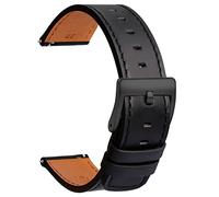 TStrap Leather Watch Strap 21mm - Quick Release Watch Band Black Soft - Sport Watch Straps for Men Women Replacement - Smart Watch Bracelet Black Clasp - 18mm 19mm 20mm 21mm 22mm