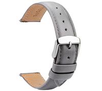 TStrap Leather Watch Straps 14mm - Soft Grey Quick Release Watch Bracelet - Smart Watch Strap for Men Women Replacement - 16mm 18mm 19mm 20mm 21mm 22mm 23mm 24mm