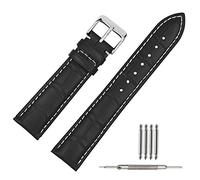 TStrap Leather Watch Straps 16mm - Soft Black Alligator Embossed Watch Bands Replacement - Military Watch Straps for Men Women - Smart Watches Bracelet Clasp Buckle