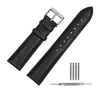 TStrap Leather Watch Straps 16mm - Soft Black Crocodile Embossed Watch Bands Replacement - Military Watch Straps for Men Women - Smart Watches Bracelet Clasp Buckle