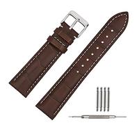 TStrap Leather Watch Straps 16mm - Soft Brown Alligator Embossed Watch Bands Replacement - Military Watch Straps for Men Women - Smart Watches Bracelet Clasp Buckle
